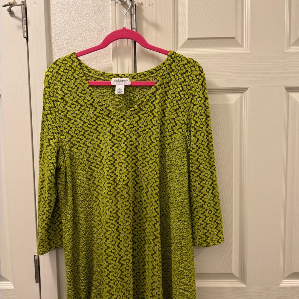 Perceptions Lime Green Patterned Dress